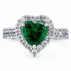 5 Karat Grüner Smaragd-Diamant-Ring im Herzschliff Weiß 14K