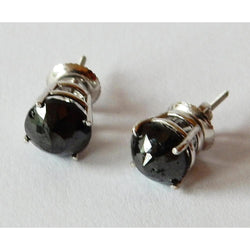 5 Karat Ohrstecker Rund Schwarze Aus der Erde Abgebauter Natürlicher Diamanten Schönes Weißgold-Finish