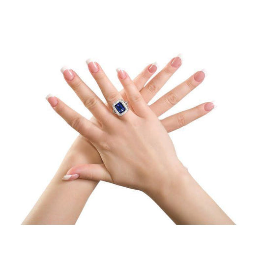 5 ct. Blauer Saphir mit Aus der Erde Abgebauter Natürlicher Diamantring Solitär mit Akzenten Schmuck
