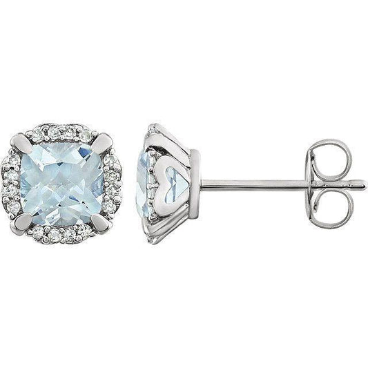 5,20 ct Aquamarin und Diamanten Ohrstecker Weißgold 14K - harrychadent.de