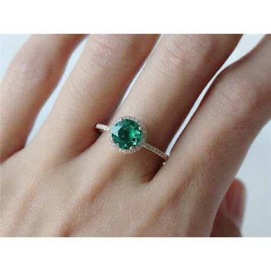 5,25 ct grüner Smaragd mit Aus der Erde Abgebauter Natürlicher Diamant Weißgold 14K