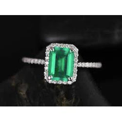 5,45 Karat grüner Smaragdschliff Smaragd mit Diamant Ehering 14K