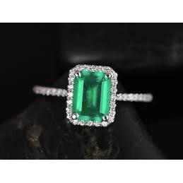 5,45 Karat grüner Smaragdschliff Smaragd mit Diamant Ehering 14K - harrychadent.de
