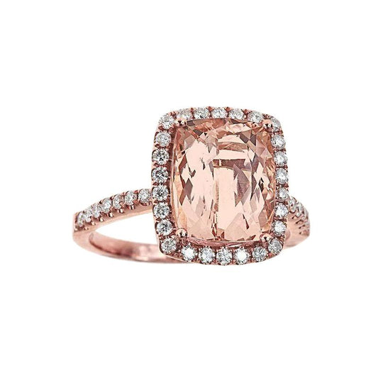 5,45 ct Morganit Fancy Ring mit kleinen Diamanten 18 Karat Roségold