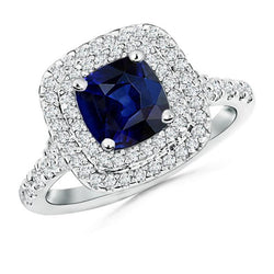 5,50 Karat Sri Lanka Saphir und Aus der Erde Abgebauter Natürlicher Diamanten Ring Weißgold 14K