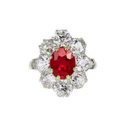 5,75 Karat Ovalschliff Rubin- und Aus der Erde Abgebauter Natürlicher Diamantring Zweifarbiges Gold 14K