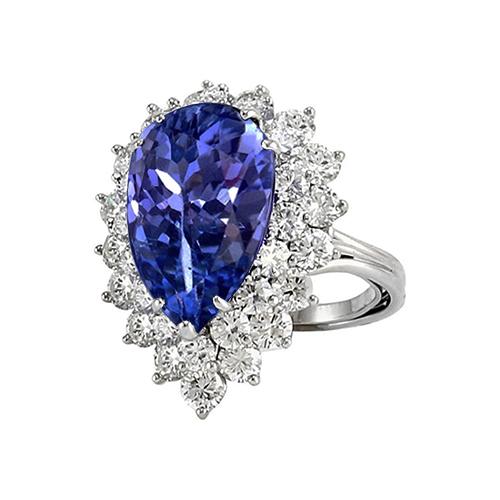 5,75 ct Birne Tansanit mit Diamanten Ring Weißgold - harrychadent.de