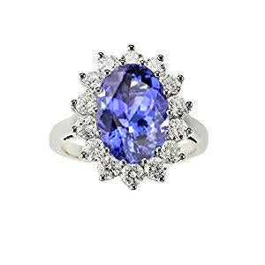 5,80 ct Blauer Tansanit mit weißen Diamanten Ring Gold - harrychadent.de