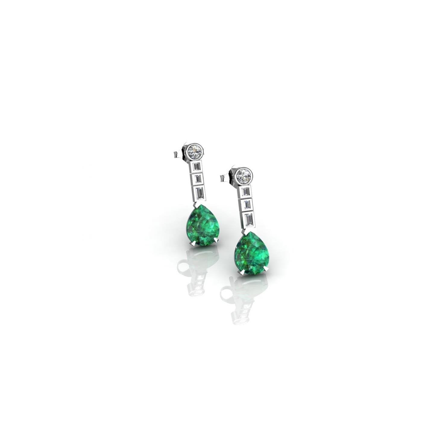 5,80 ct Grüne Smaragd-Diamant-Ohrringe 14K Weißgold
