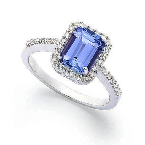5,80 ct Krappen-Set Tansanit und Diamanten Ring 14K Weißgold - harrychadent.de