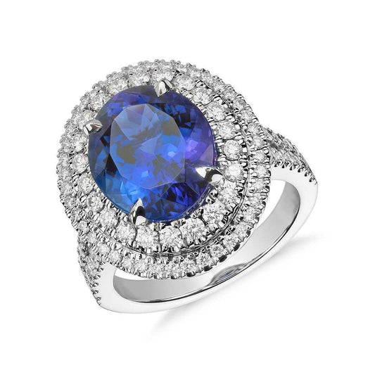 5,90 ct Krappenbesatz natürlicher Tansanit mit Diamanten Ring Weißgold - harrychadent.de