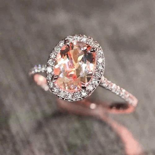 5,95 Karat Morganit und Diamanten Ehering Roségold 14K - harrychadent.de