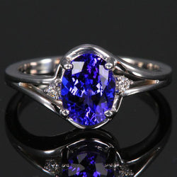 5.10 ct Ovaler Schnitt Tansanit Ring mit Aus der Erde Abgebauter Natürlicher Diamantschmuck Weißgold 14K