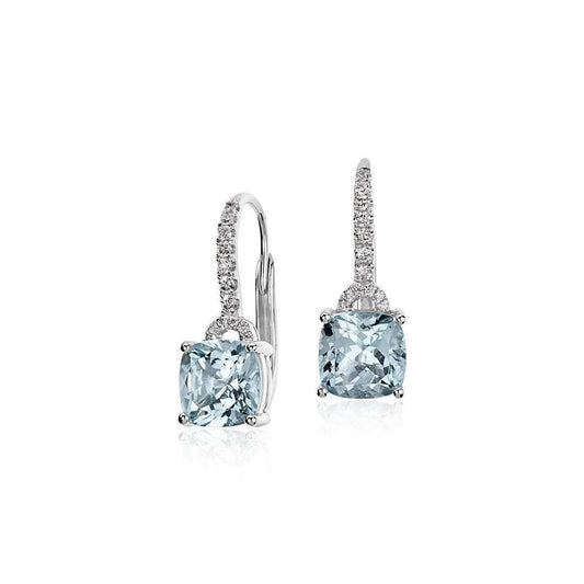 5.50 ct Aquamarin und Diamanten Ohrringe 14K Gold