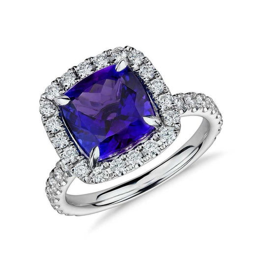 5.50 ct Kissen Tansanit mit runden Diamanten Ring Gold - harrychadent.de