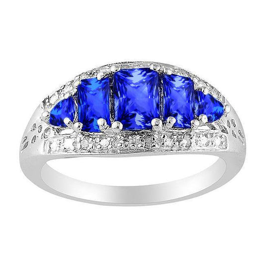 5.51 Karat Sri Lankan Saphir Aus der Erde Abgebauter Natürlicher Diamanten Schöner Ring Weißgold 14K