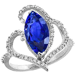 5.66 ct. Ceylon Saphir Aus der Erde Abgebauter Natürlicher Diamantring im antiken Stil Weißgold 14K