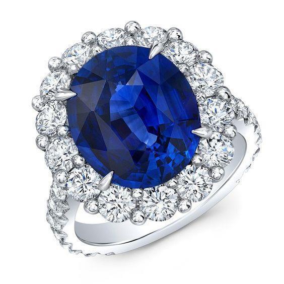 6 Karat Sri Lanka Saphir Diamant Edelstein Ring Weißgold 14K - harrychadent.de