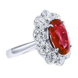 6,5 ct Rubin mit Aus der Erde Abgebauter Natürlicher Diamant Ehering Weißgold 14K Edelschmuck