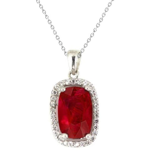 6,50 Karat Roter Rubin mit Diamant Damen Halskette Weißgold 14K - harrychadent.de