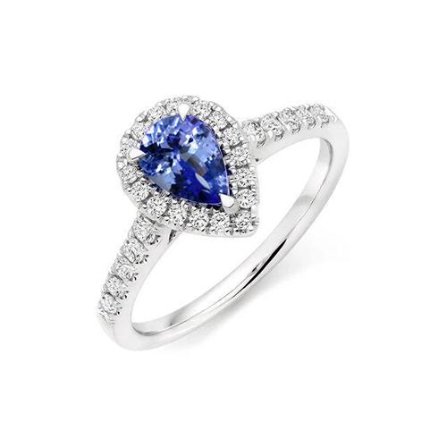 6,60 Karat Halo Tansanit und Diamanten Ring Weißgold 14K - harrychadent.de