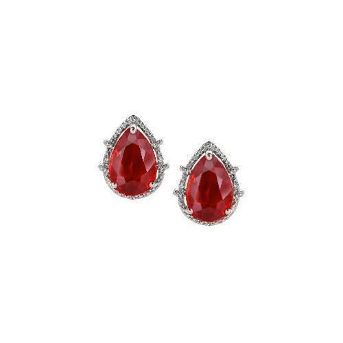 6,68 ct Birnenschliff Roter Rubin Und Diamant Ohrstecker Weißgold 14K - harrychadent.de