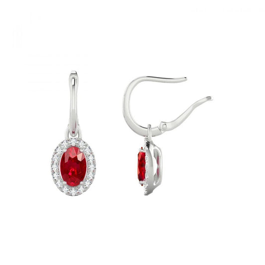 6,80 ct. Ruby With Diamants Damen Dangle Creolen Weiß 14K - harrychadent.de