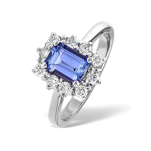 6.20 Karat Tansanit und Diamanten Ring Weißgold 14K - harrychadent.de