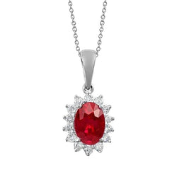 7,35 Karat Krappenset Rubin mit Aus der Erde Abgebauter Natürlicher Diamanten Anhänger Halskette 14K Wg