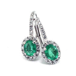 7,36 Karat grüner Smaragd mit Diamanten Ohrhänger Weißgold 14K