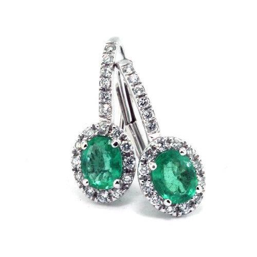 7,36 Karat grüner Smaragd mit Diamanten Ohrhänger Weißgold 14K - harrychadent.de