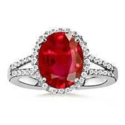 7,50 ct Aus der Erde Abgebauter Natürlicher Diamant und roter Rubin Edelstein Ring Schmuck 14K Weißgold 14K