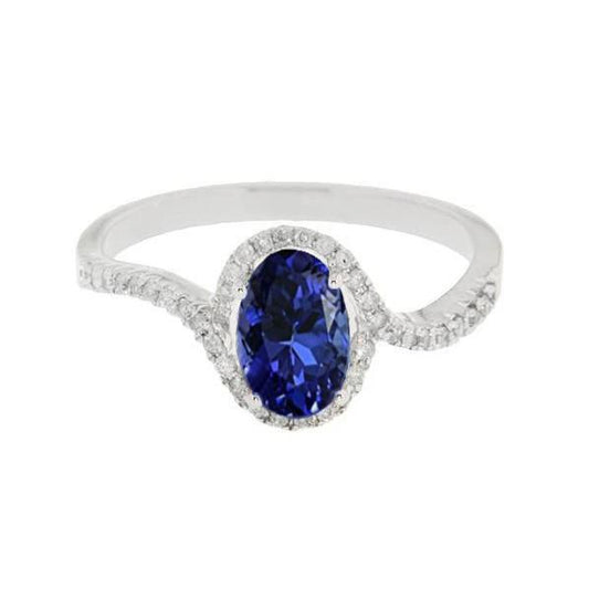 7,75 Karat Blauer Tansanit Ehering Weißgold 14K - harrychadent.de