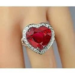7.25 Kt 14K Gold Schöner Edelstein Ring Roter Rubin Mit Aus der Erde Abgebauter Natürlicher Diamantschmuck