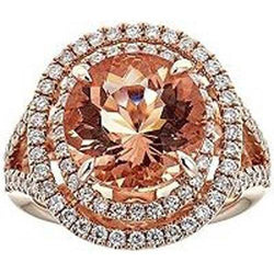 8 Kt. Morganit Halo Aus der Erde Abgebauter Natürlicher Diamants Ring Weißgold 14K Neu