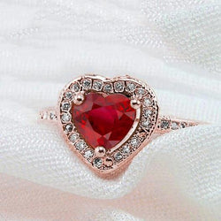 8.5 Karat roter AAA-Rubin mit Aus der Erde Abgebauter Natürlicher Diamantring Roségold 14K