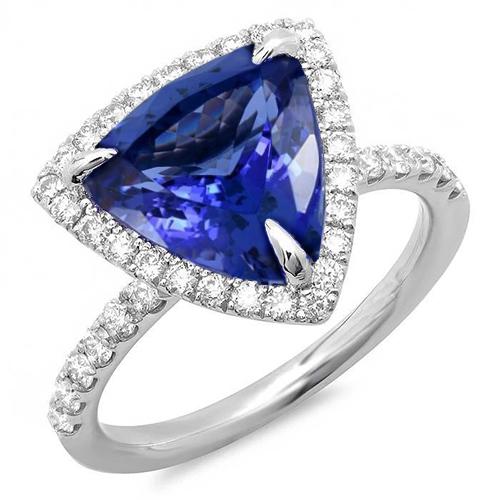 9 Karat Billion Form Tansanit mit runden Diamanten Ring Weißgold - harrychadent.de