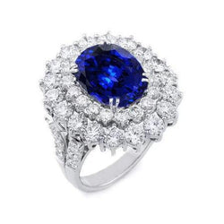 9.75 ct Sri Lanka Blue Saphir Diamanten Jubiläumsring Weißgold
