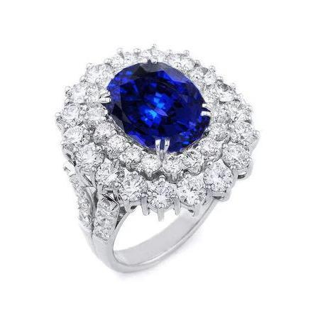 9.75 ct Sri Lanka Blue Saphir Diamanten Jubiläumsring Weißgold - harrychadent.de