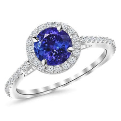 9.85 ct Ring mit Tansanit und Aus der Erde Abgebauter Natürlicher Diamanten im Rundschliff 14K Weißgold