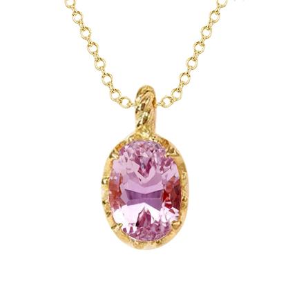 Anhänger Halskette 25 Karat Solitär Rosa Kunzit Gelbgold 14K - harrychadent.de