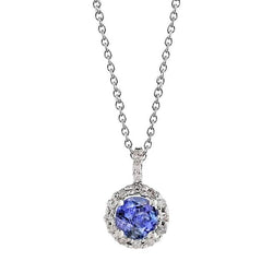 Anhänger Halskette 3.50 Karat Brillantschliff Tansanit Aus der Erde Abgebauter Natürlicher Diamanten