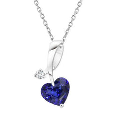 Anhänger mit blauem Herzsaphir und 2 Karat geflochtenem rundem Aus der Erde Abgebauter Natürlicher Diamanten