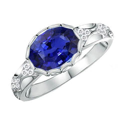 Antik-Stil Aus der Erde Abgebauter Natürlicher Diamantring Oval Ceylon Saphir Stein Gold 3,75 Karat