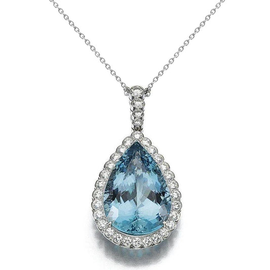 Aquamarin mit Diamanten 12,75 ct Anhänger mit Kette Weißgold 14K - harrychadent.de