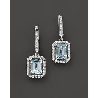 Aquamarin und Diamanten im Smaragdschliff 5 ct. Ohrringe baumeln - harrychadent.de