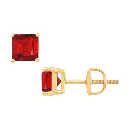 Asscher Cut 3 Karat Red Rubin Lady Ohrstecker Gelbgold 14K - harrychadent.de