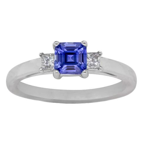 Asscher Saphir 3 Steine Ring 1,50 Karat Funkelnde Prinzessin Diamanten - harrychadent.de