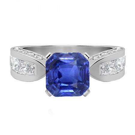 Asscher Saphir Edelstein Ring Princess Diamants Channel Set 4 Karat - harrychadent.de