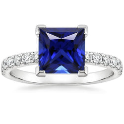 Atemberaubender Verlobungsring srilankischer Saphir und Aus der Erde Abgebauter Natürlicher Diamant 5,5 Karat